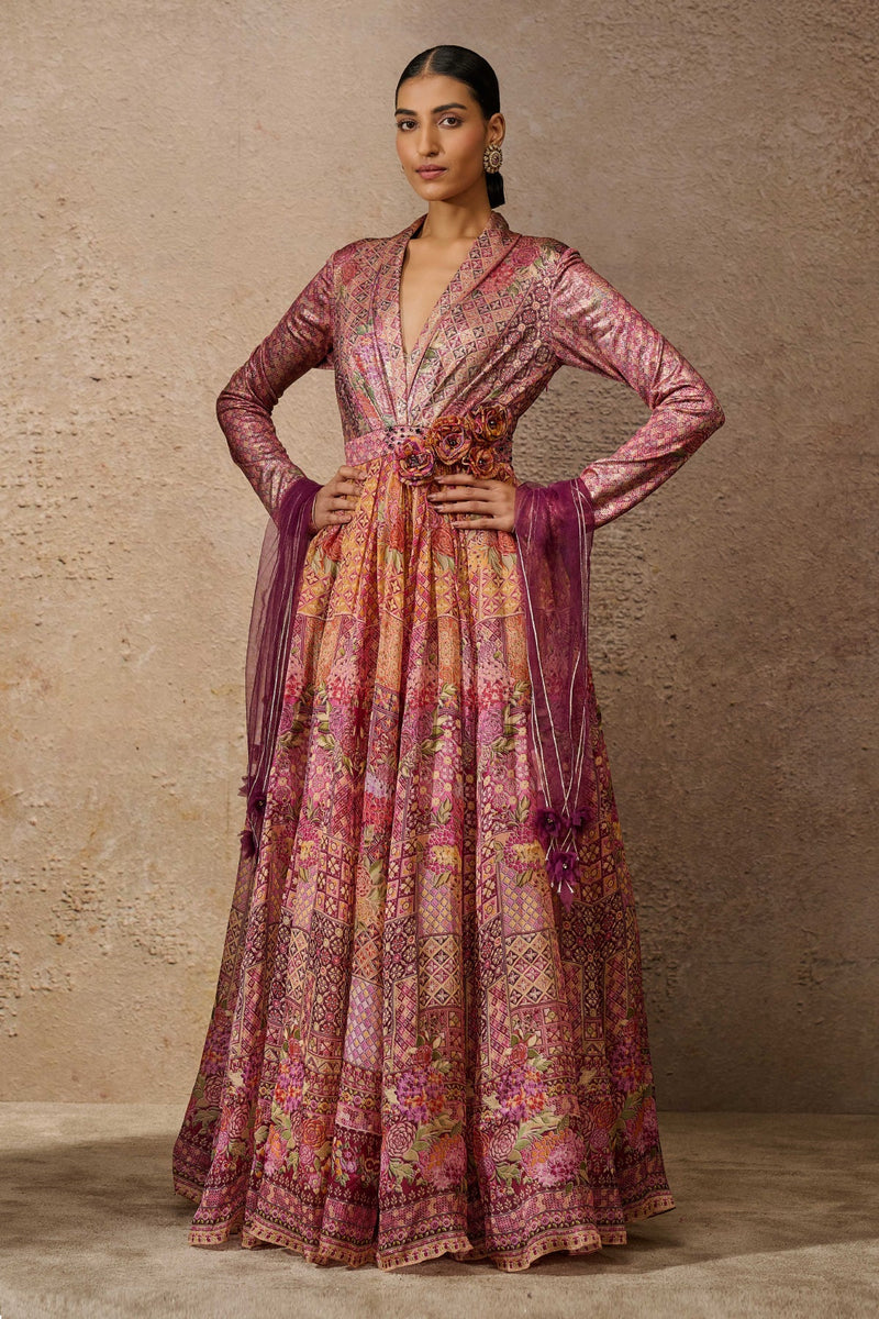 Foil Jersey Printed Anarkali