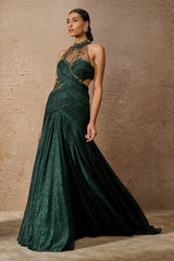 Sculpted Jewelled Crinkle Gown