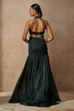 Sculpted Jewelled Crinkle Gown