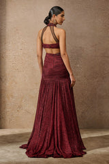 Sculpted Jewelled Crinkle Gown