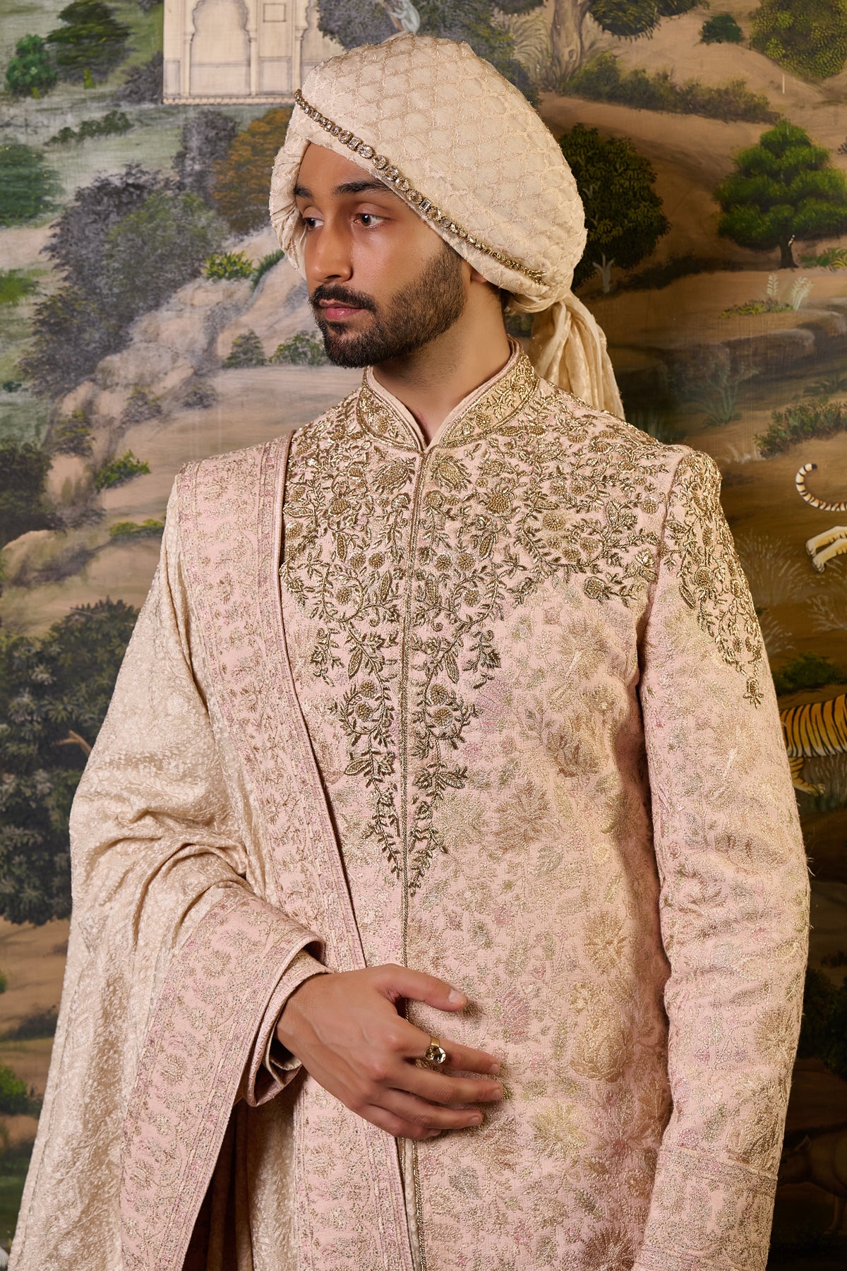 Multicolour Embroidered Sherwani Set