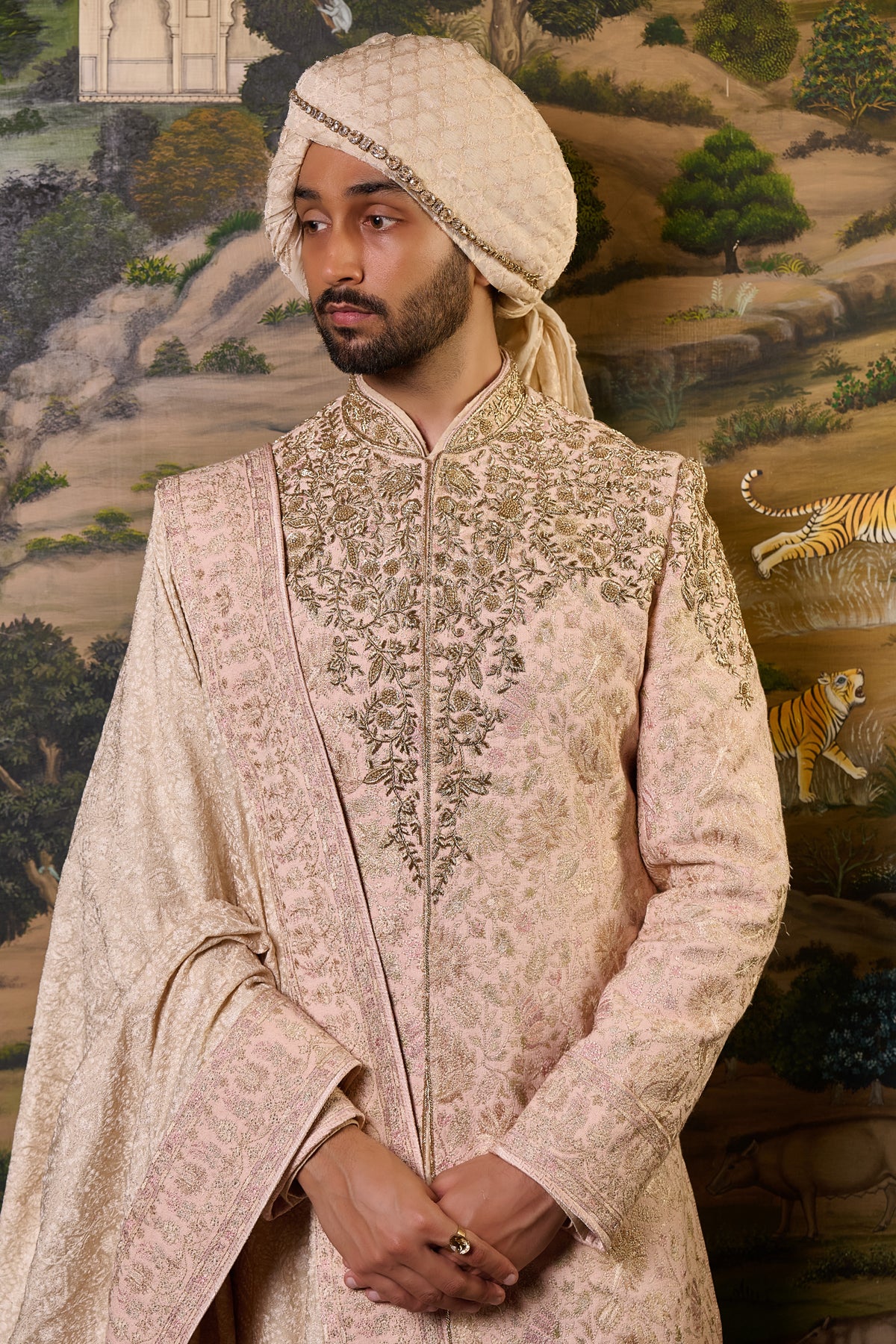 Multicolour Embroidered Sherwani Set