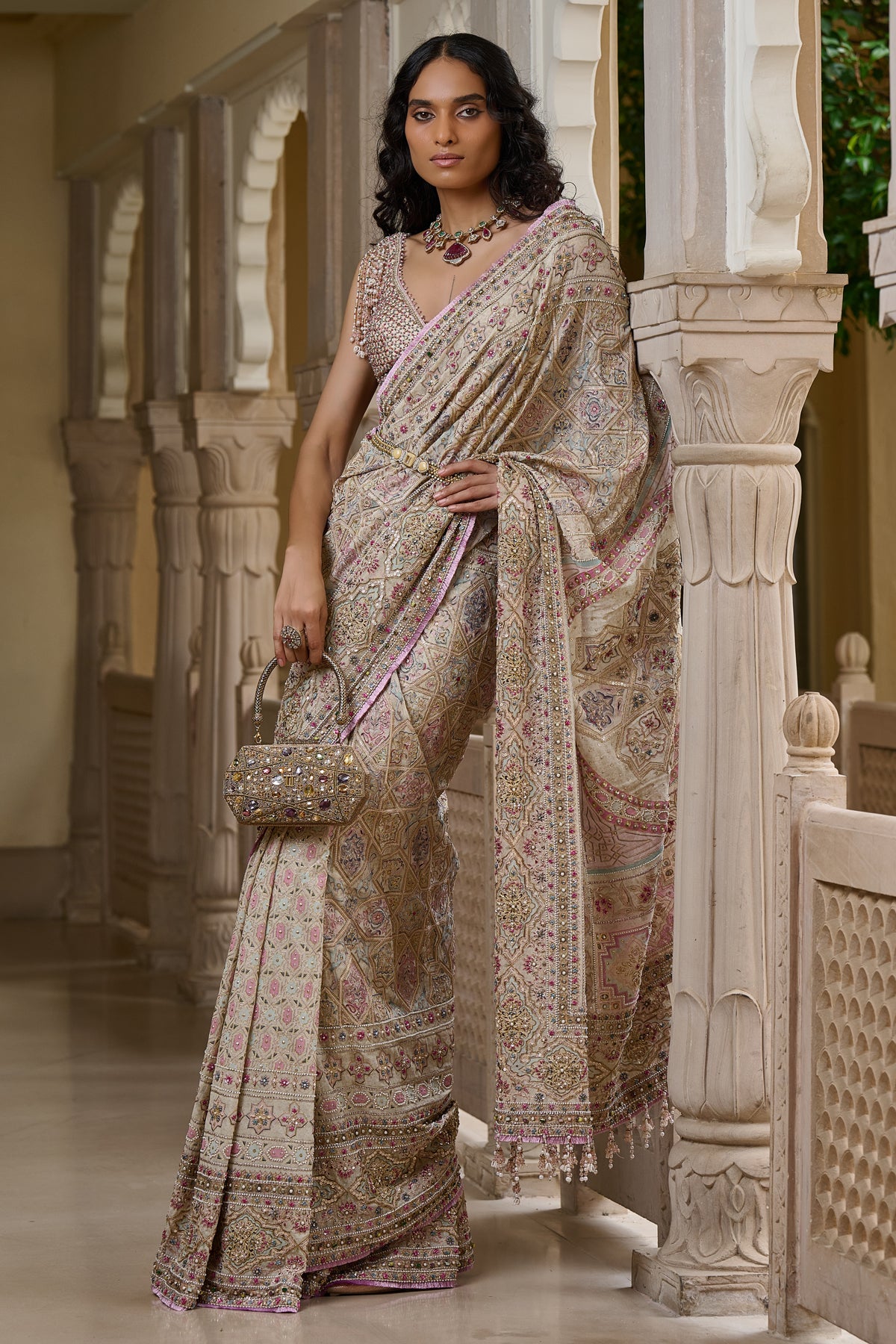 Kashida Embroidered Saree