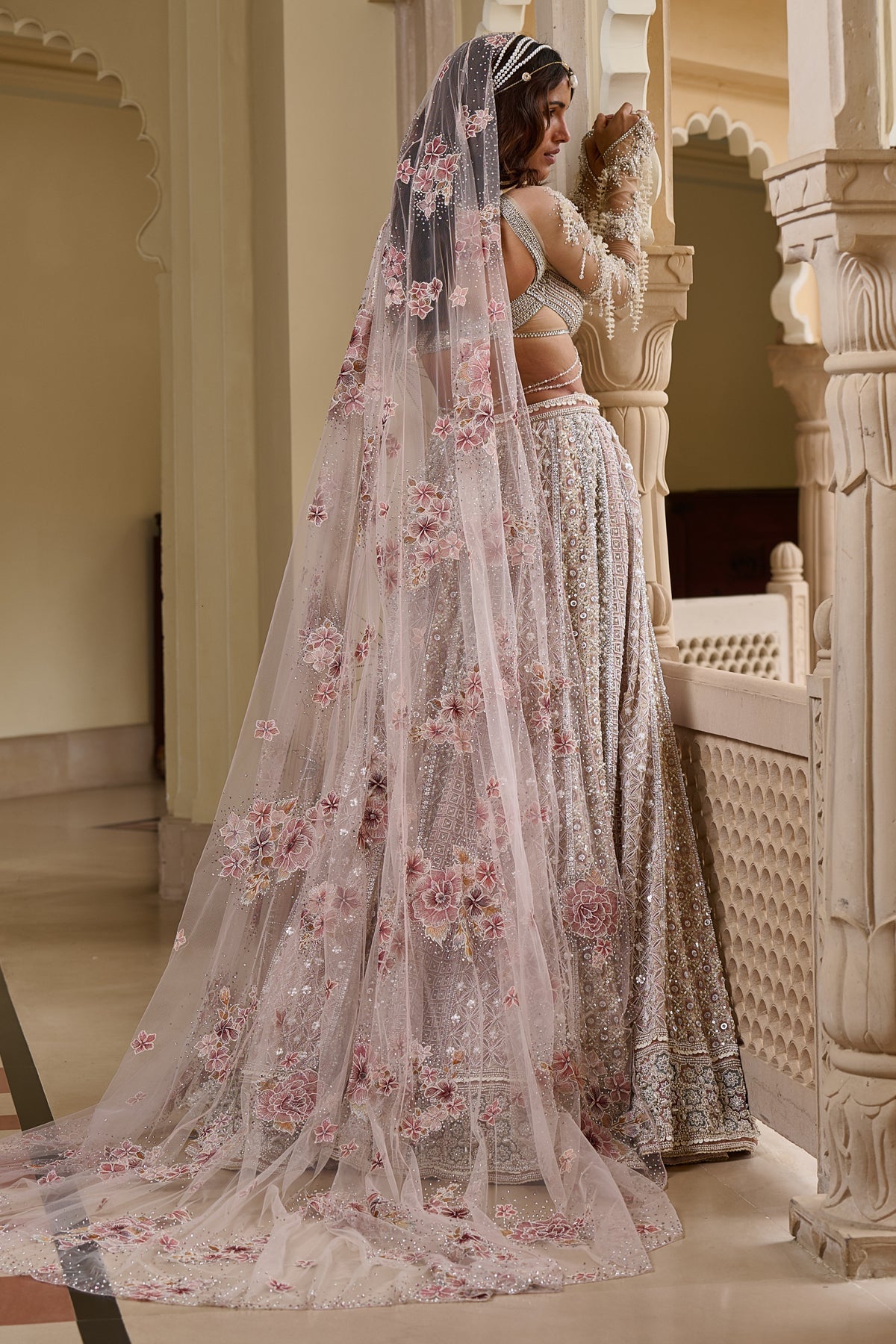 Geometric Motif Embroidered Lehenga Set
