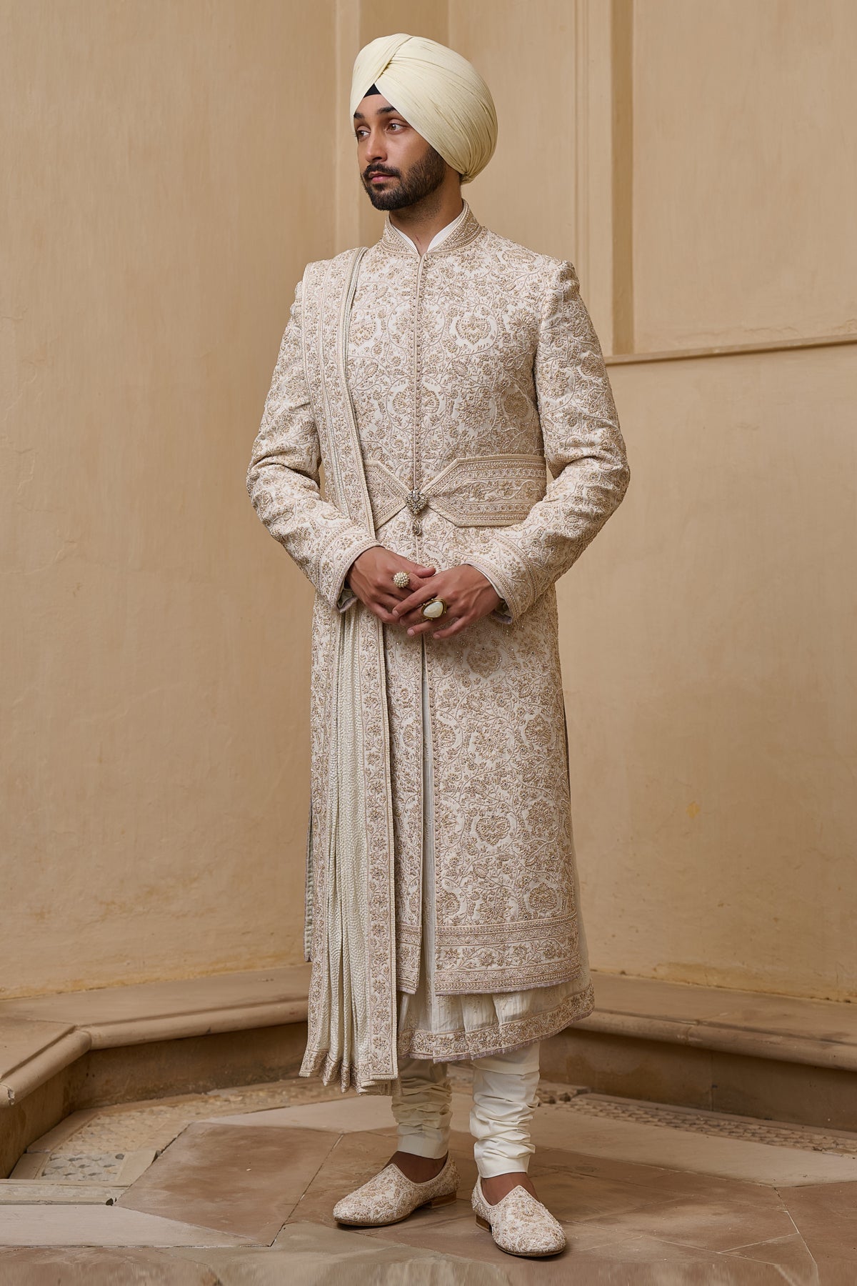 Dori Embroidered Sherwani Set with French Knot Detailing