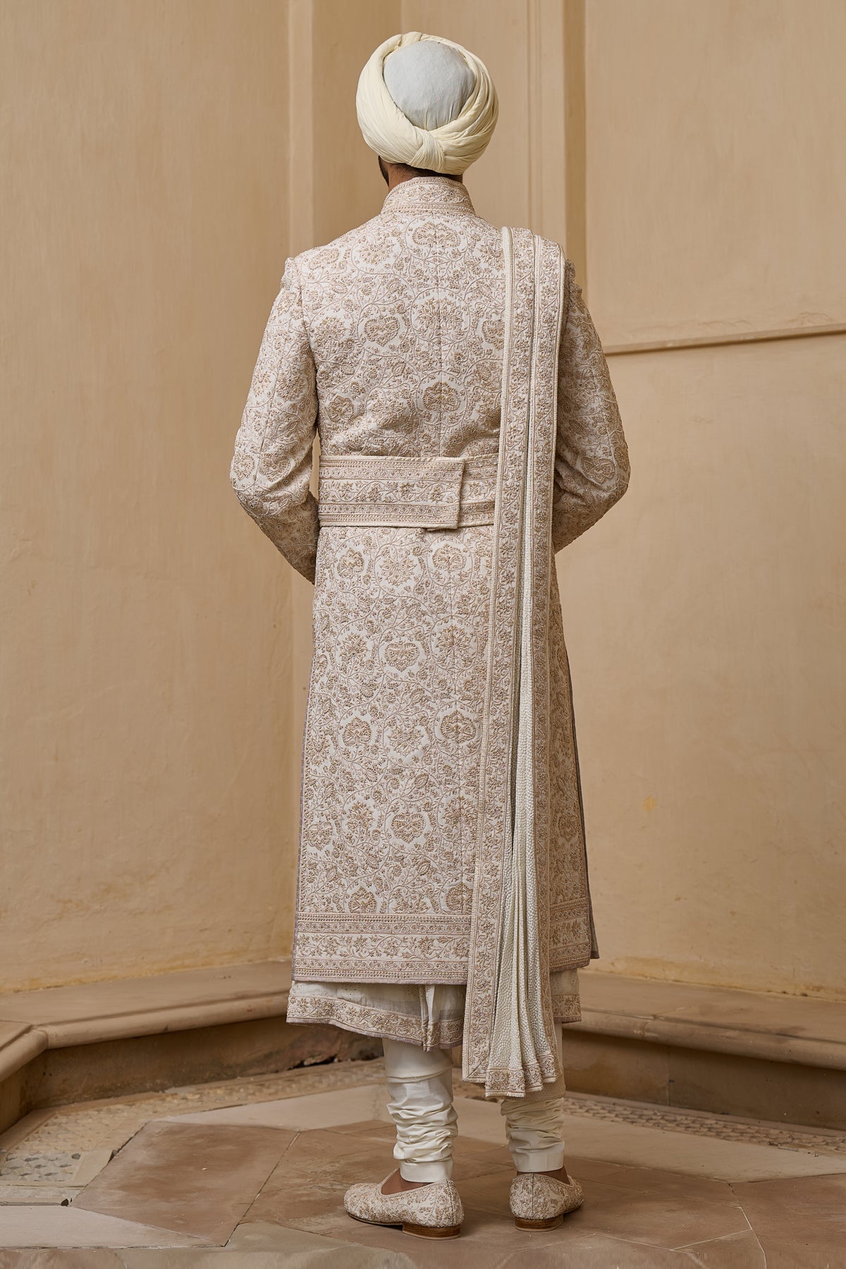 Dori Embroidered Sherwani Set with French Knot Detailing