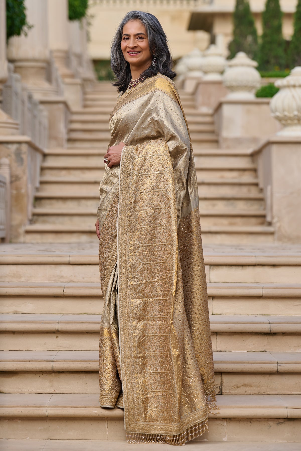 Quintessence  Marori Embroidered Kanjivaram Saree
