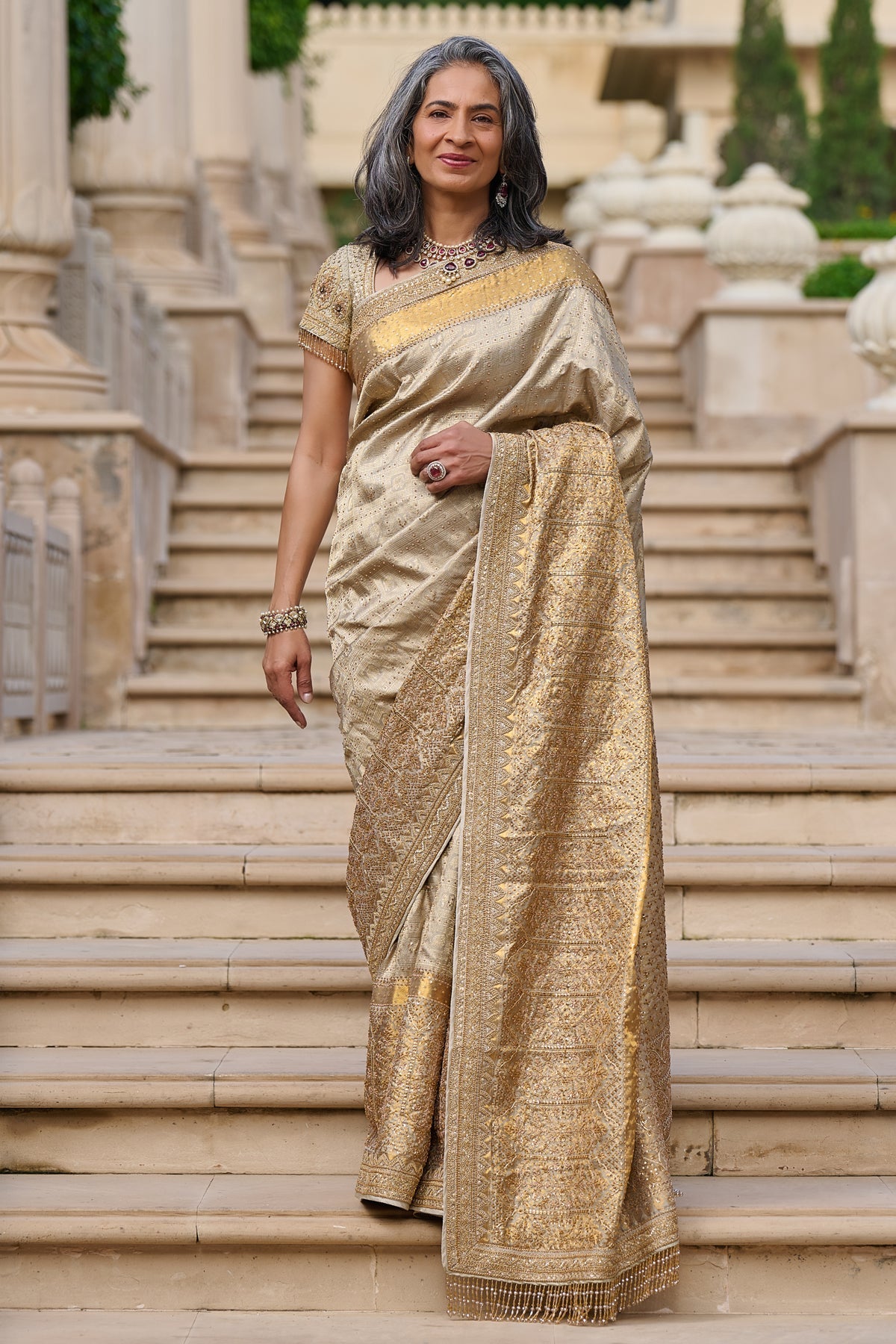 Quintessence  Marori Embroidered Kanjivaram Saree