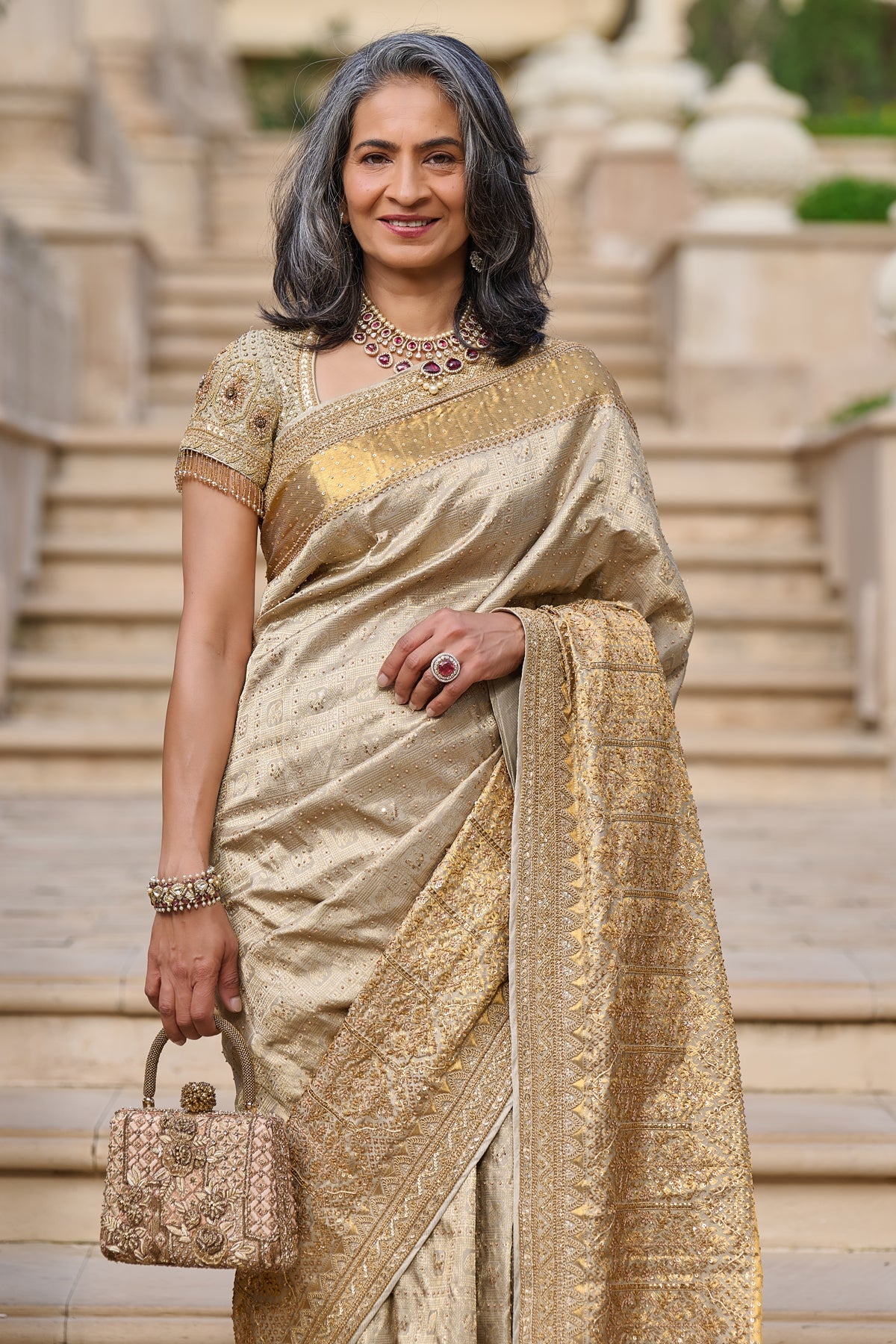 Quintessence  Marori Embroidered Kanjivaram Saree