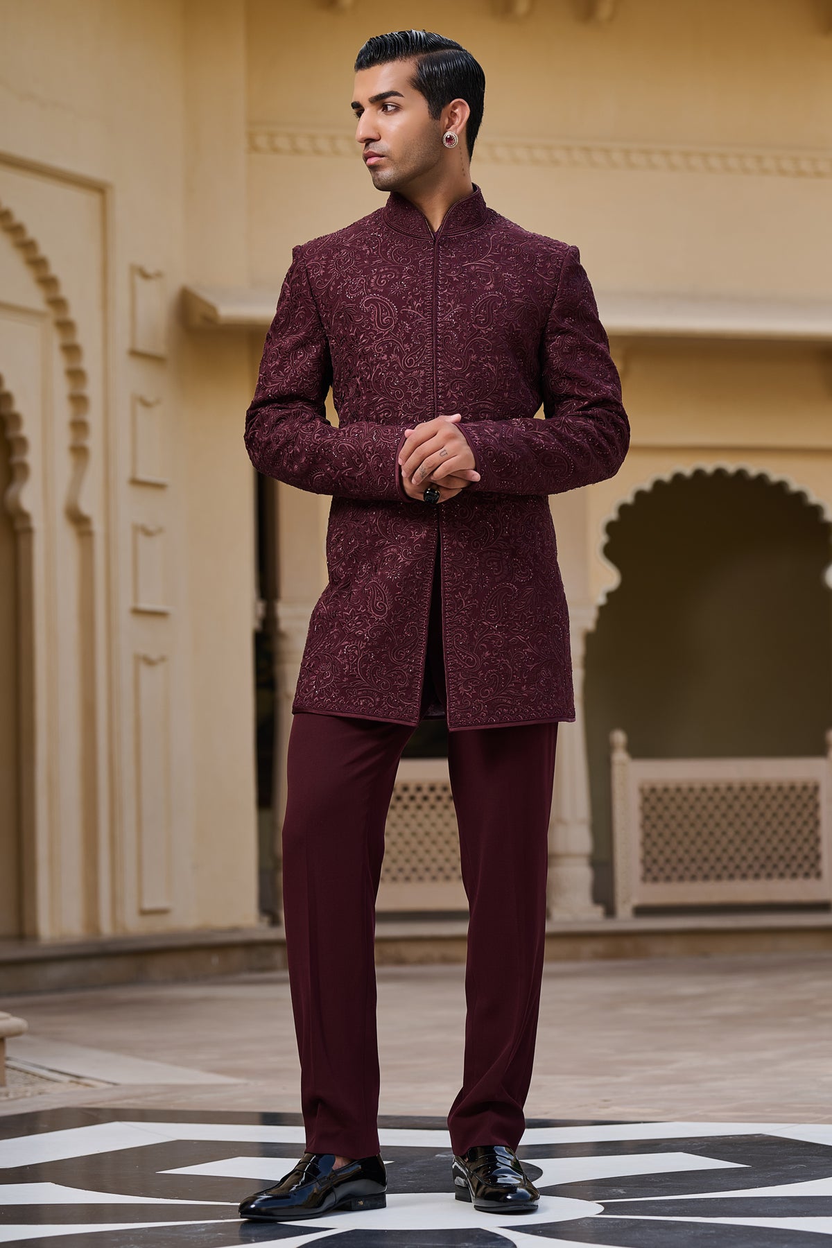 Tonal Embroidered Bandhgala Set