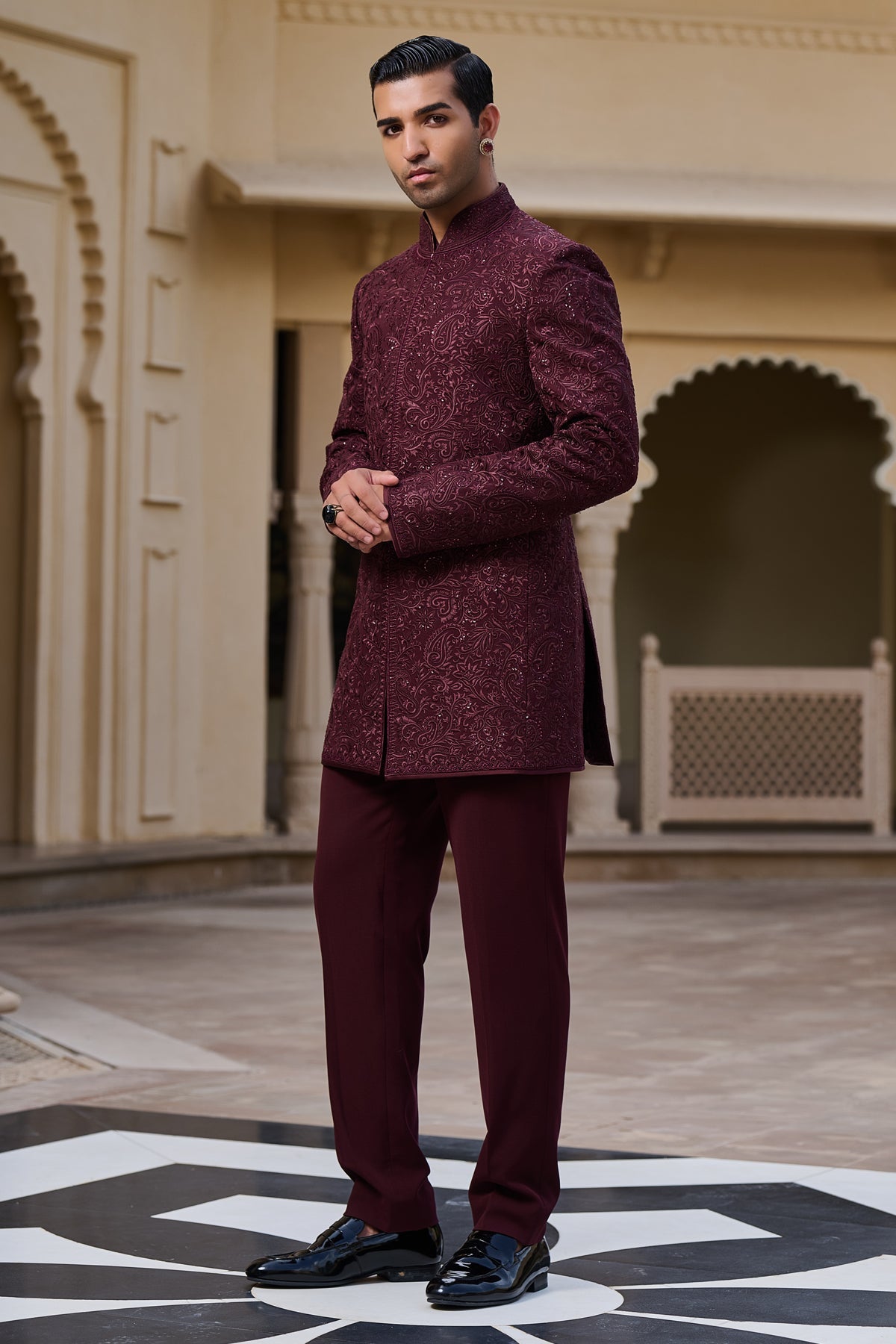 Tonal Embroidered Bandhgala Set