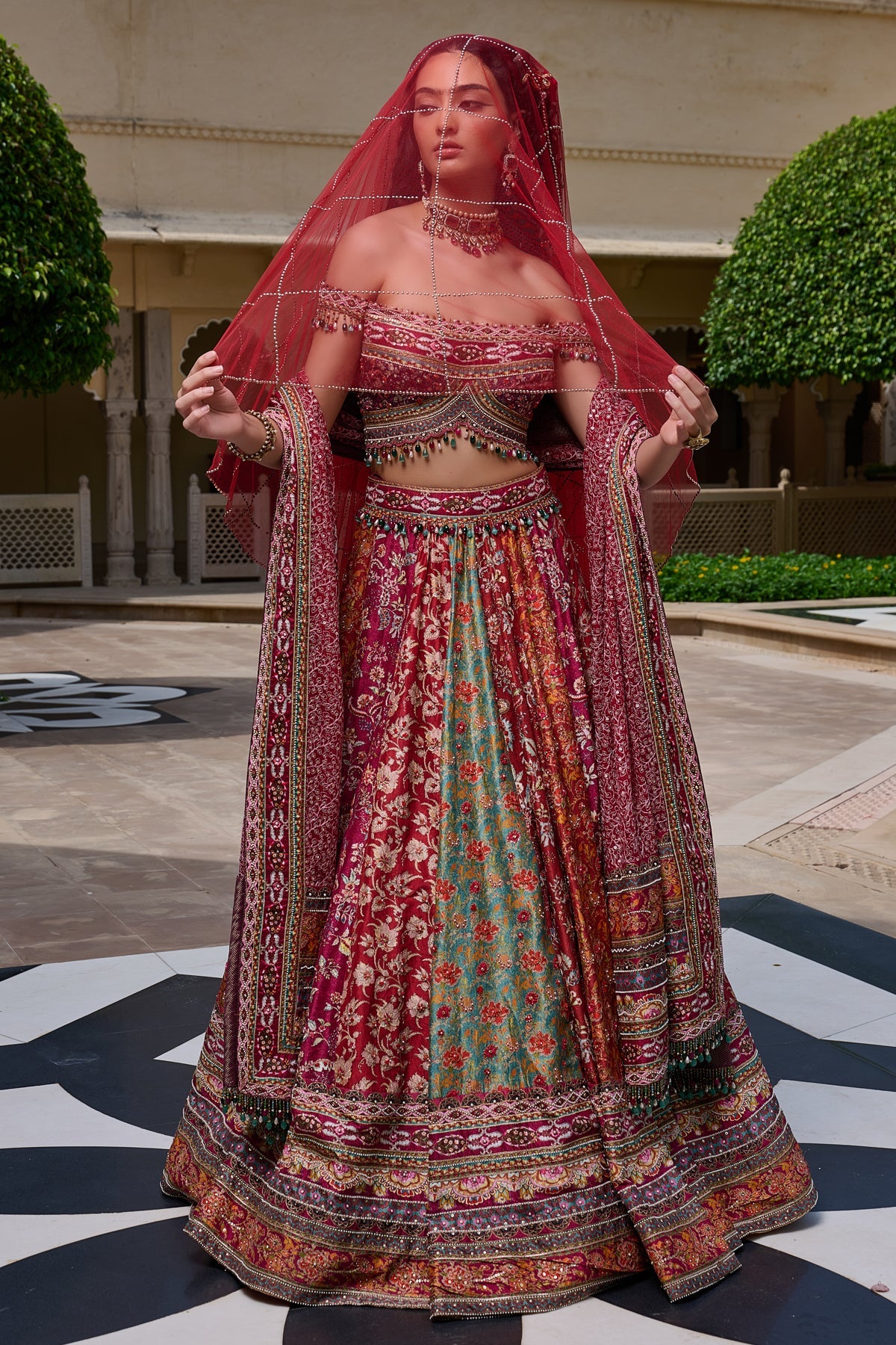 Quintessence  Kashida Embroidered Lehenga