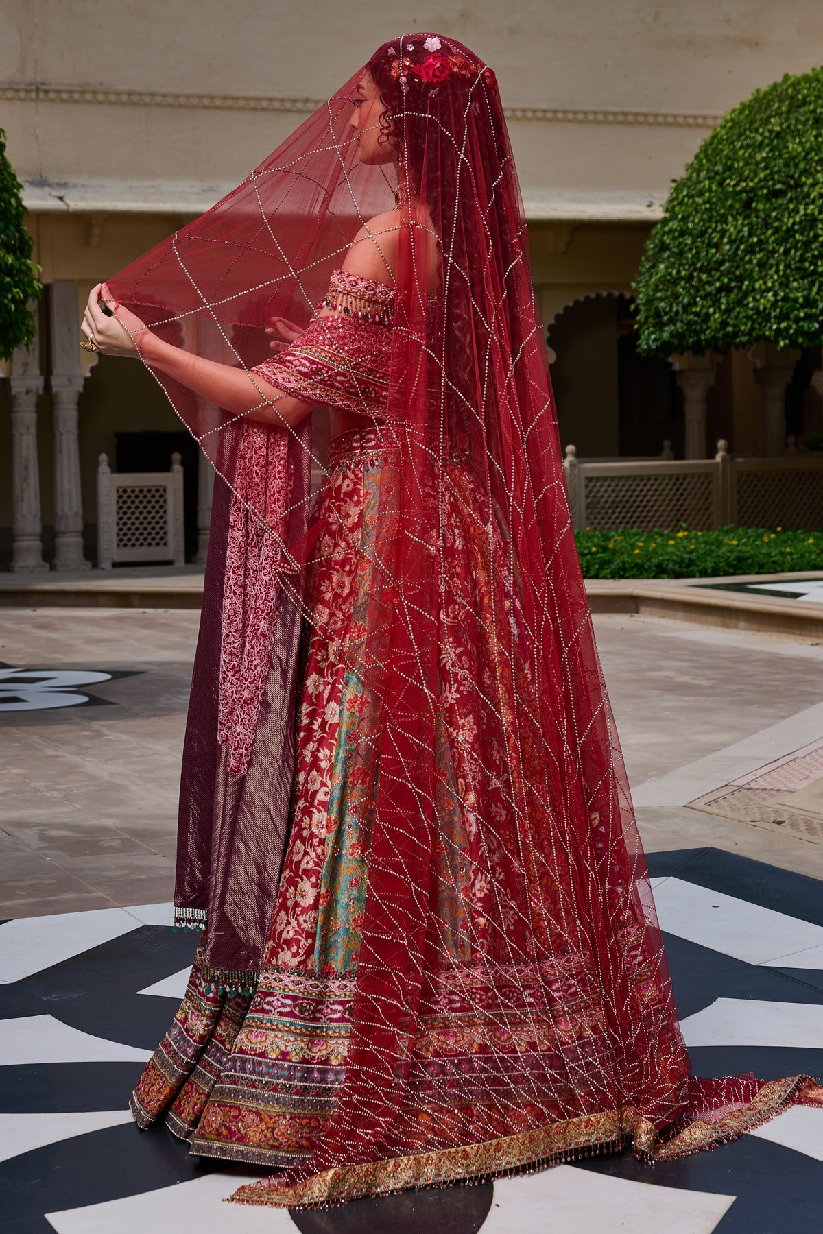 Quintessence  Kashida Embroidered Lehenga