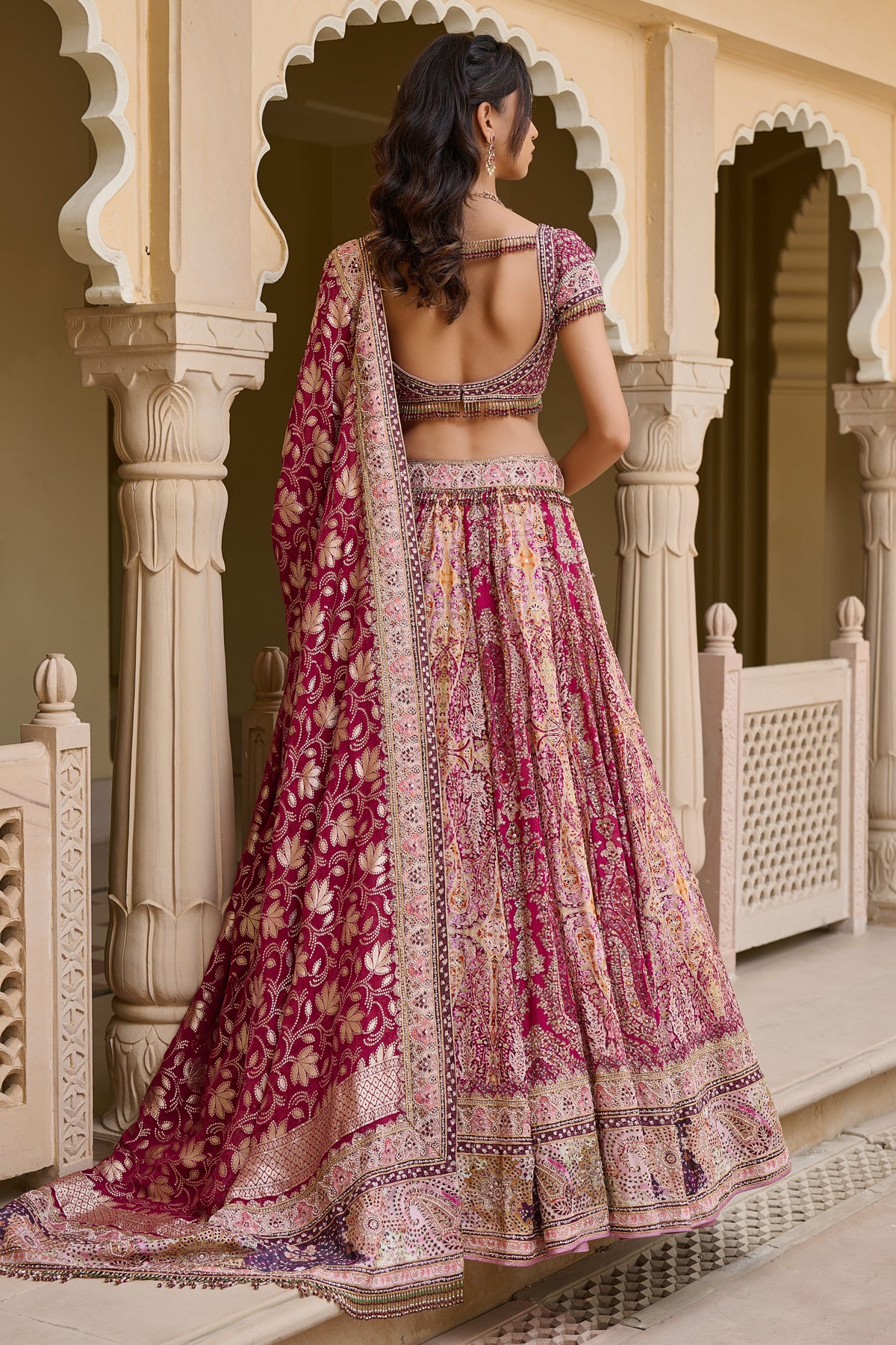 Quintessence  Kashida Embroidered Kalidar Lehenga
