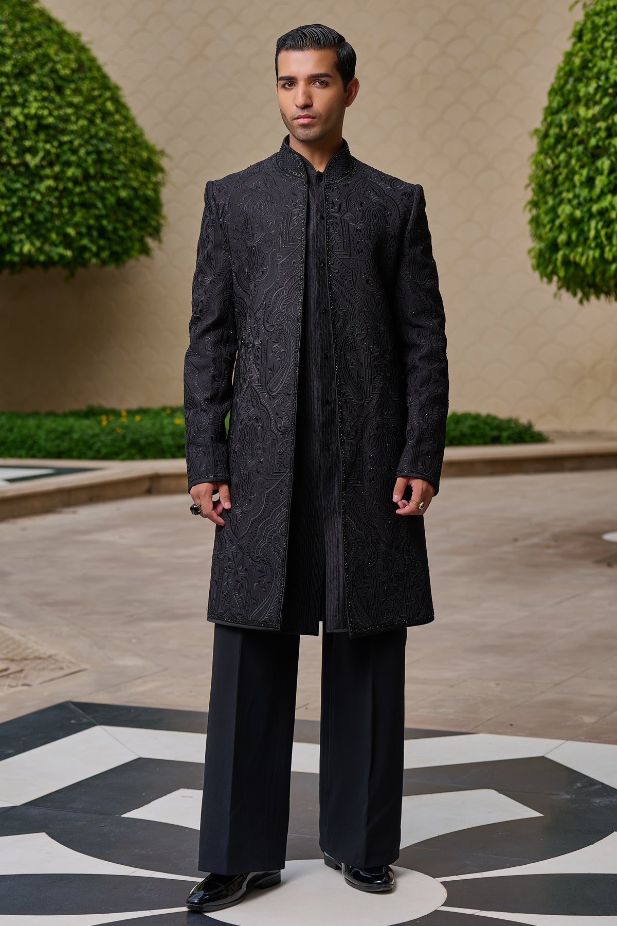 Golden Light Tonal Embroidered Sherwani Set