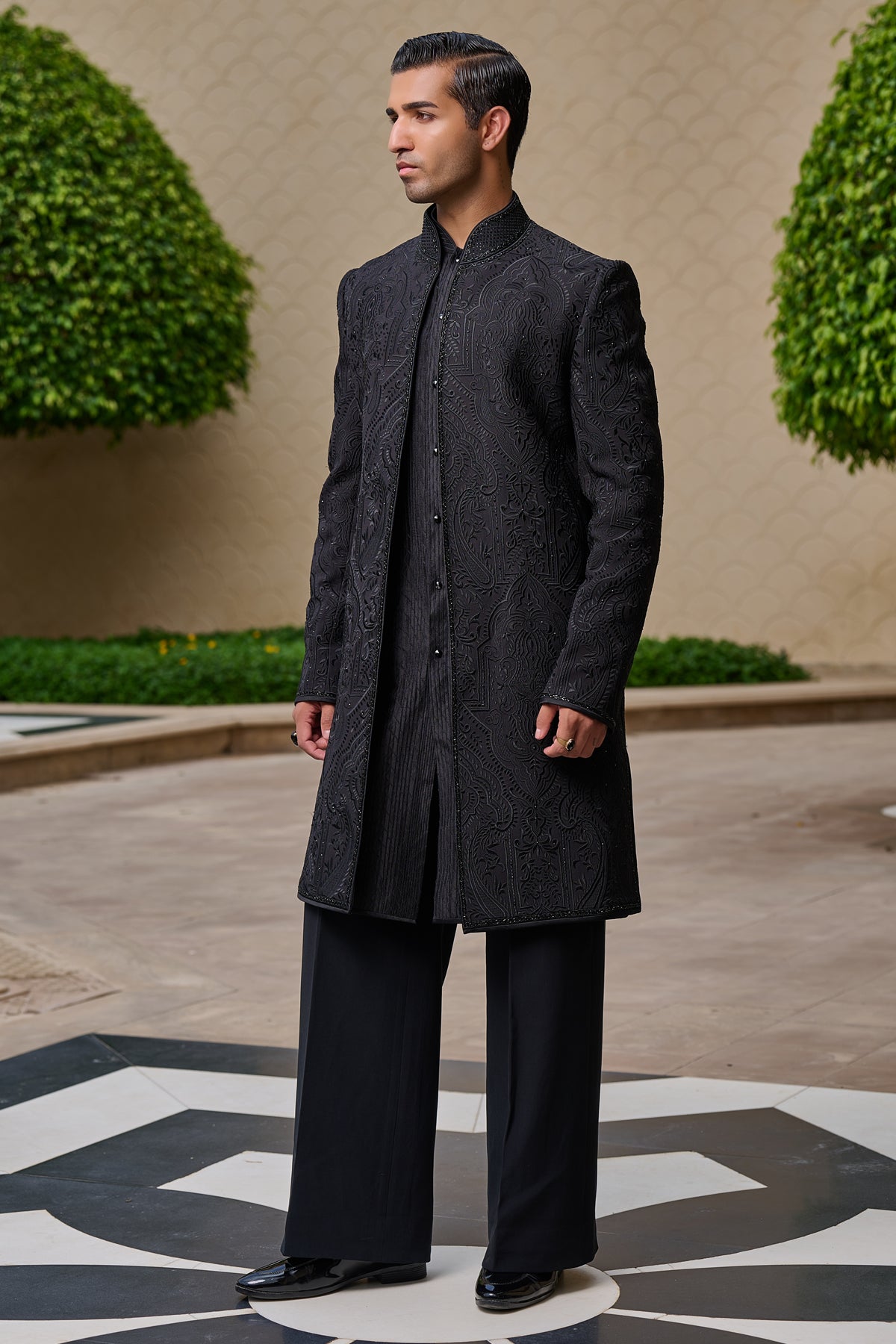 Golden Light Tonal Embroidered Sherwani Set