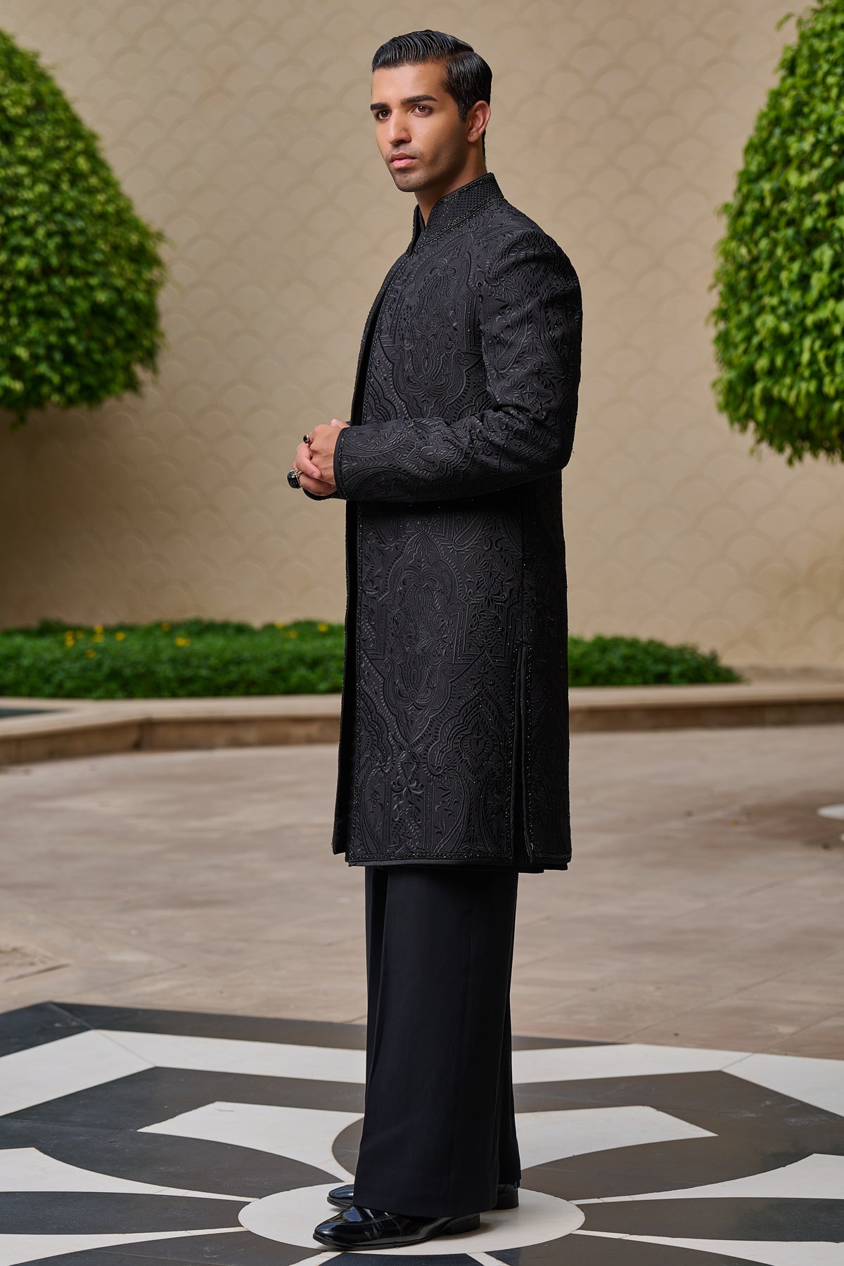 Golden Light Tonal Embroidered Sherwani Set