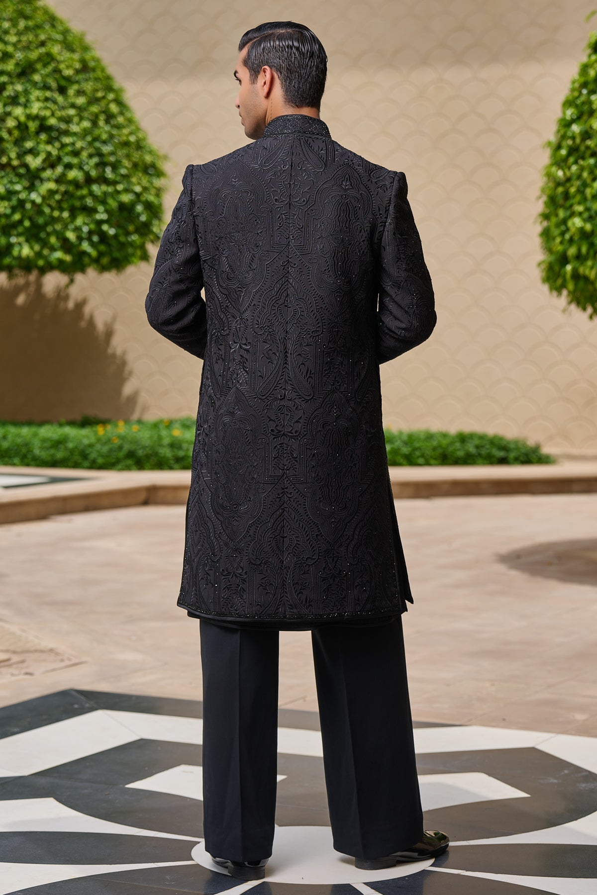 Golden Light Tonal Embroidered Sherwani Set