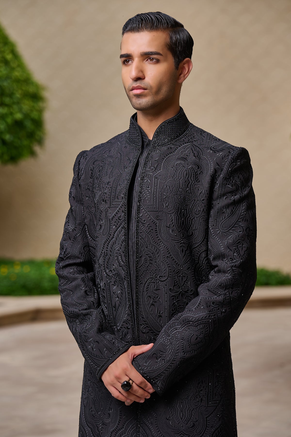 Golden Light Tonal Embroidered Sherwani Set