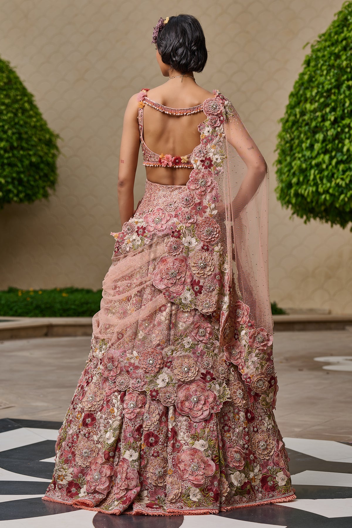 Quintessence  Floral Embroidered Lehenga