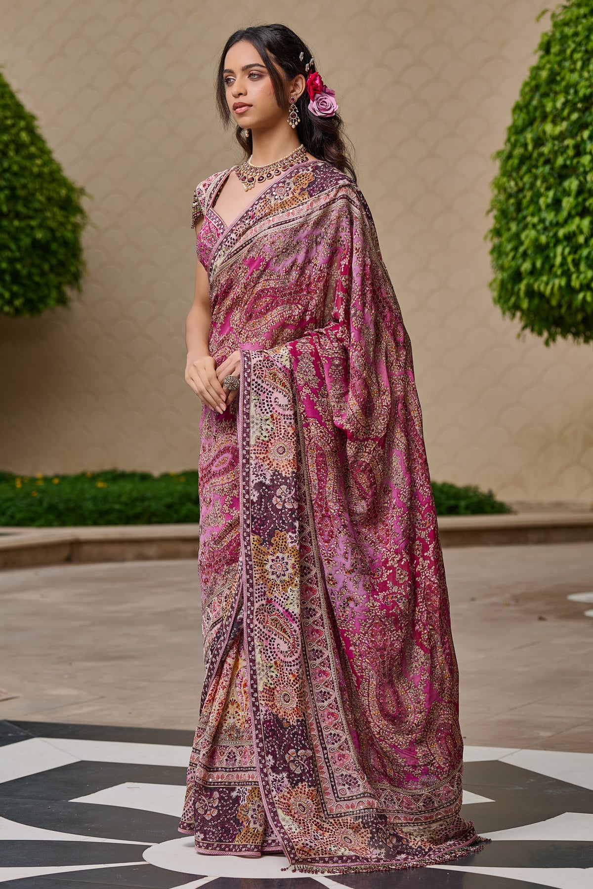 Kashida Embroidered Saree