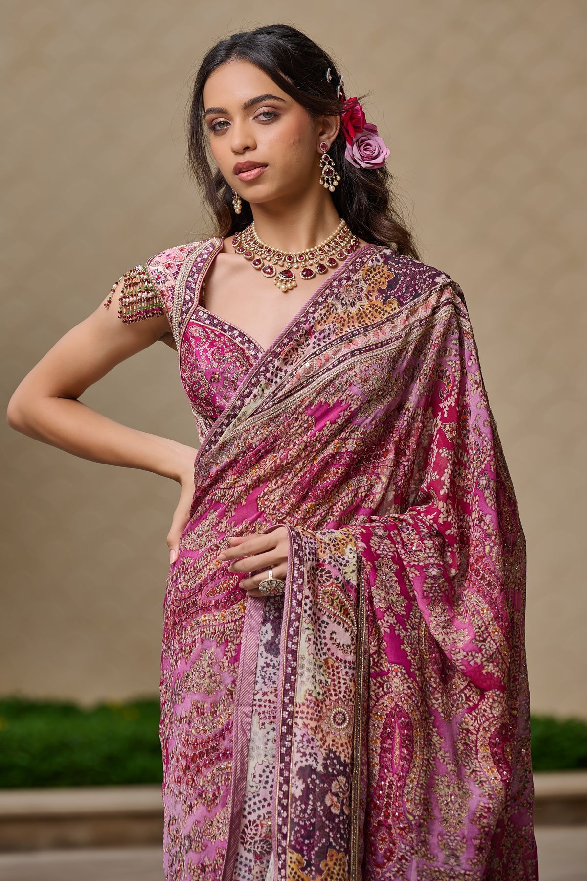 Quintessence  Kashida Embroidered Saree