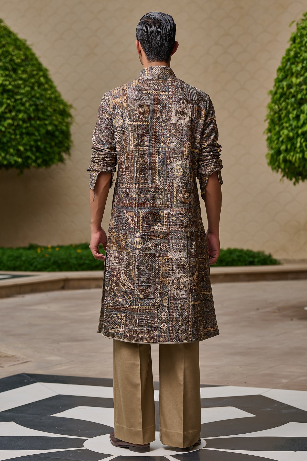 Printed Front-Open Kurta Set