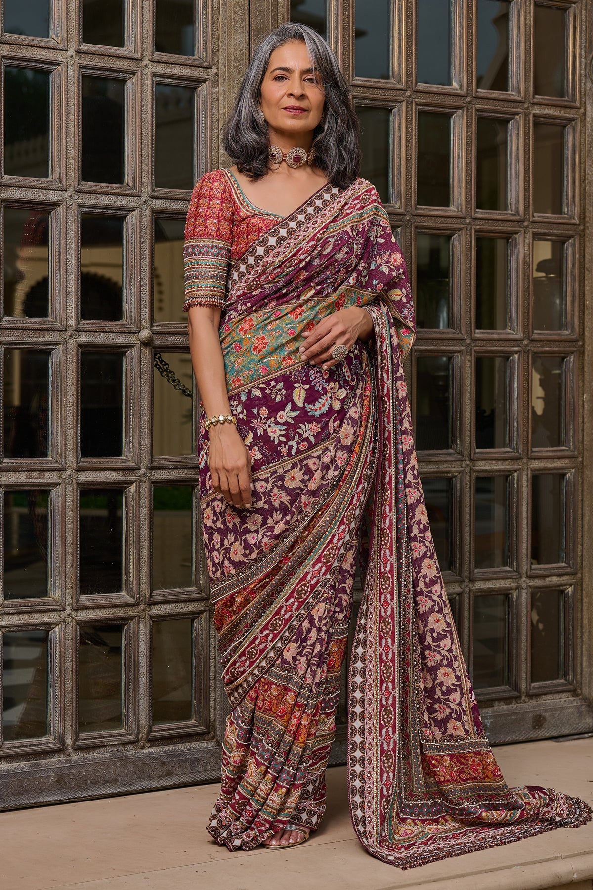 Kashida Embroidered Saree