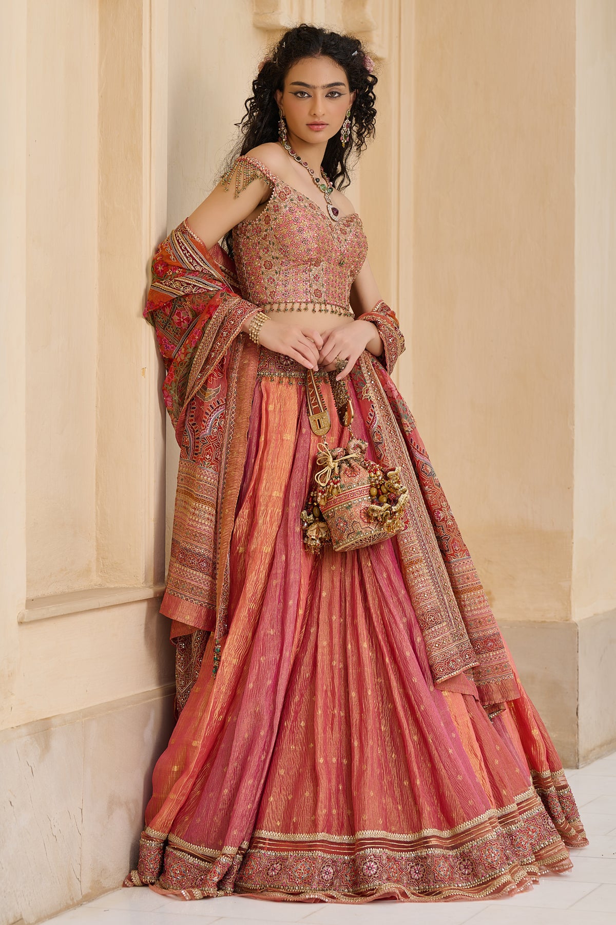 Textile Kashida Embroidered Lehenga
