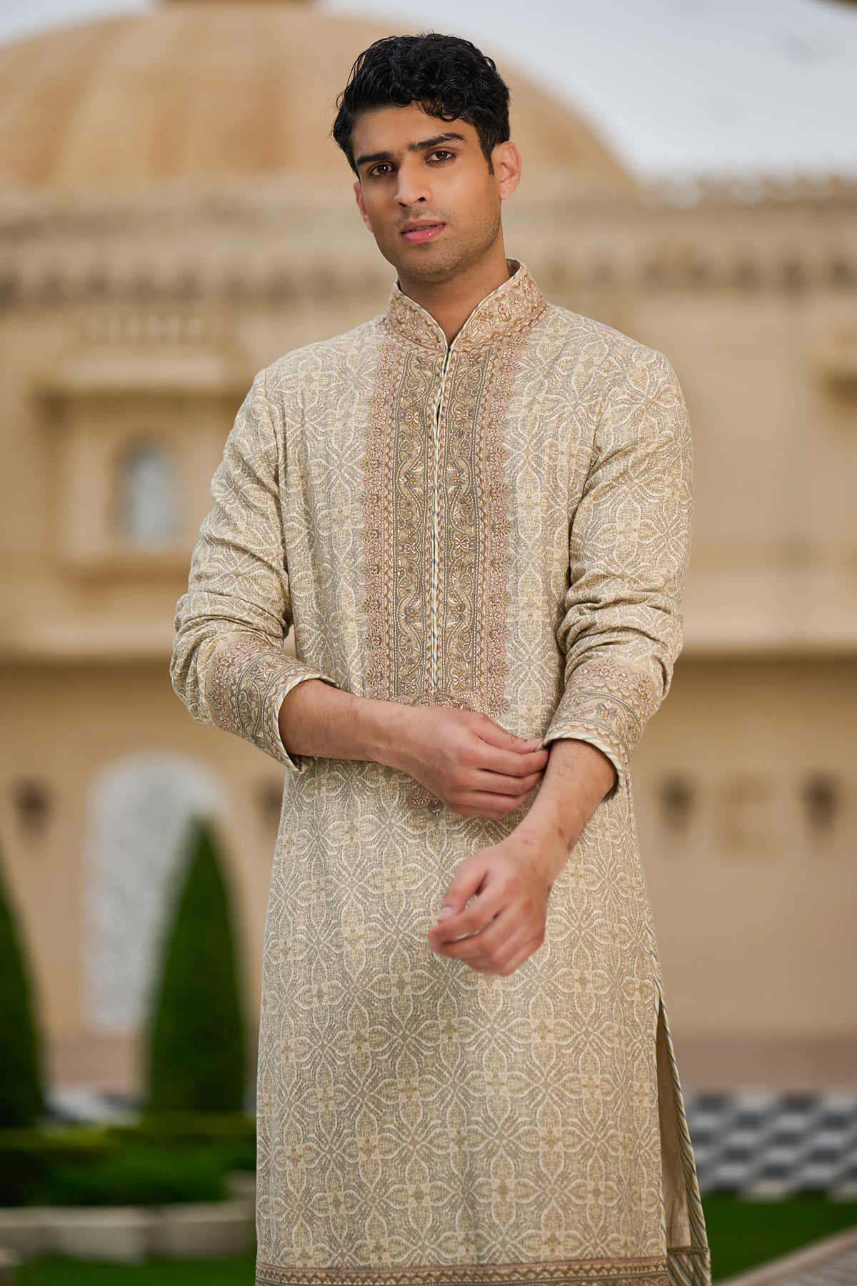 Printed Kurta Set with Embroidered Yoke