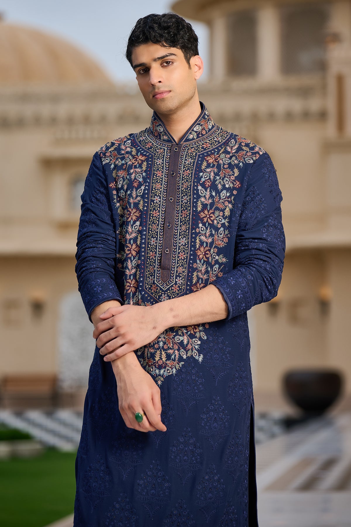 Embroidered Kurta and Dhoti Set