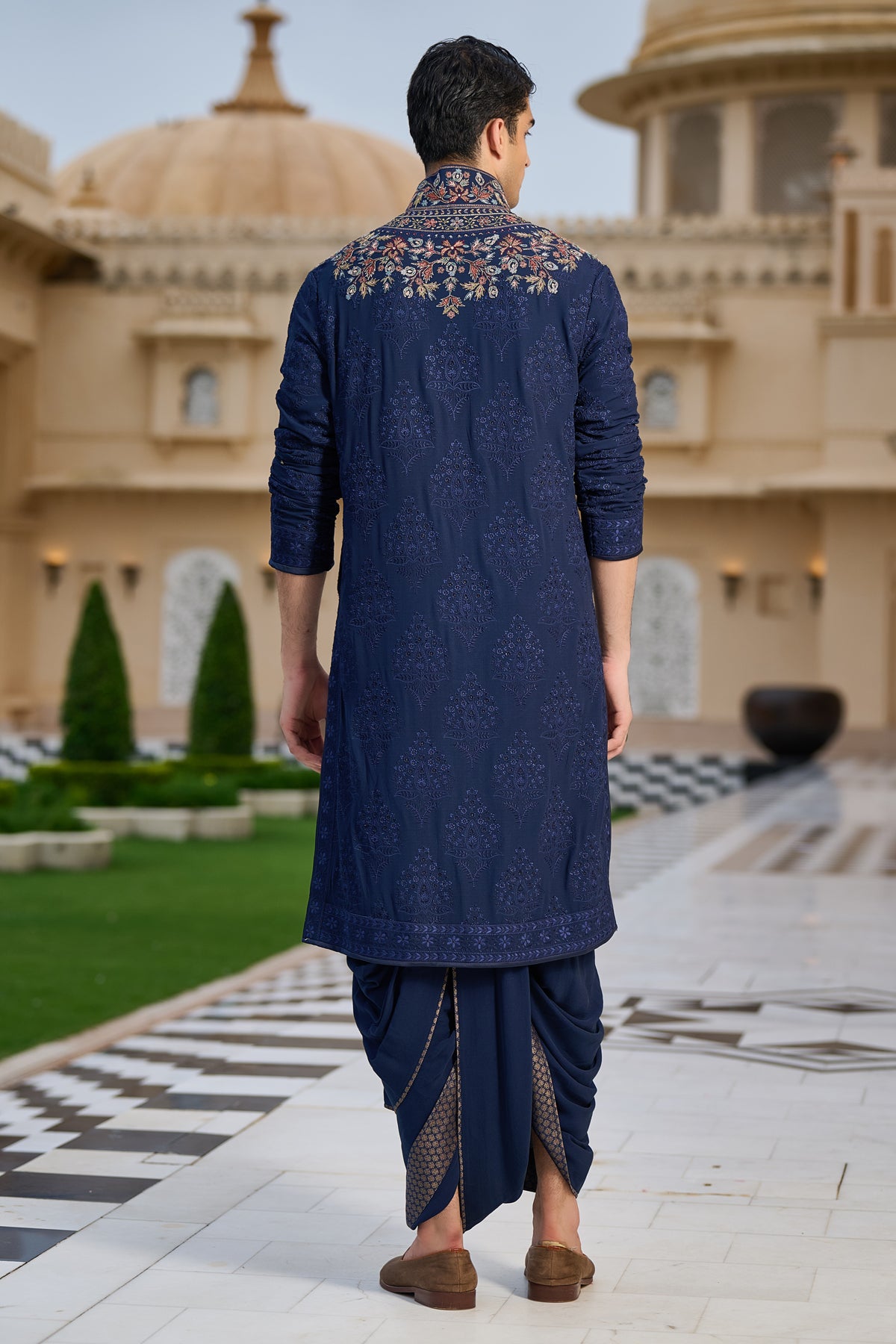 Embroidered Kurta and Dhoti Set