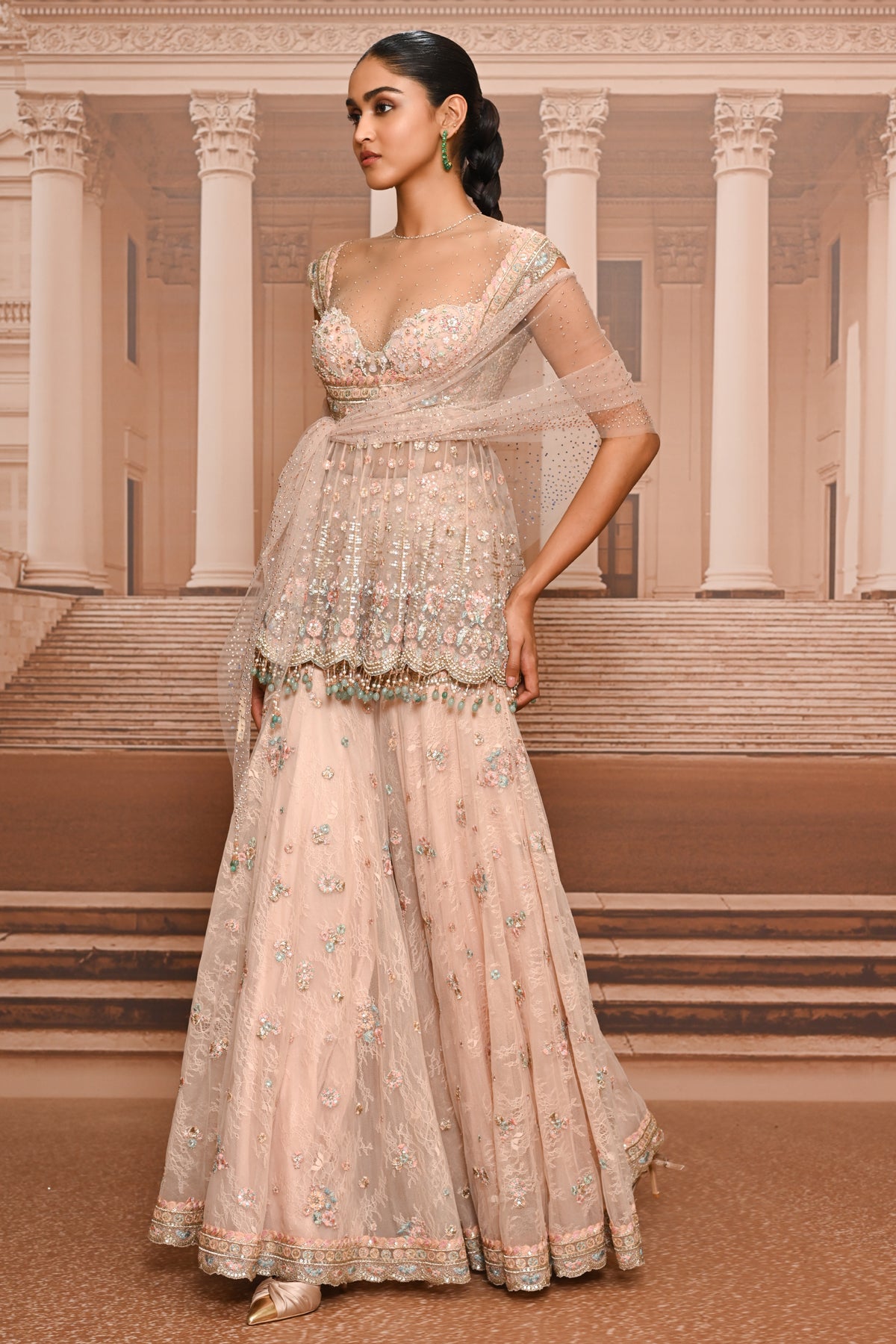 Ever Bloom Floral Embroidered Sharara Set