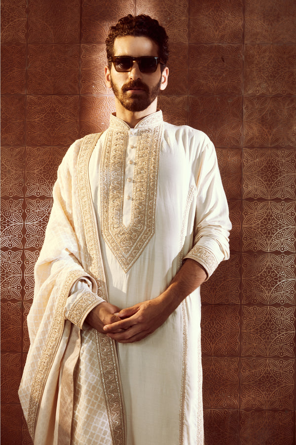 Textured Ivory Kurta