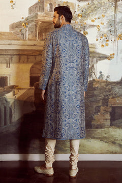 Navy Blue Printed Kurta