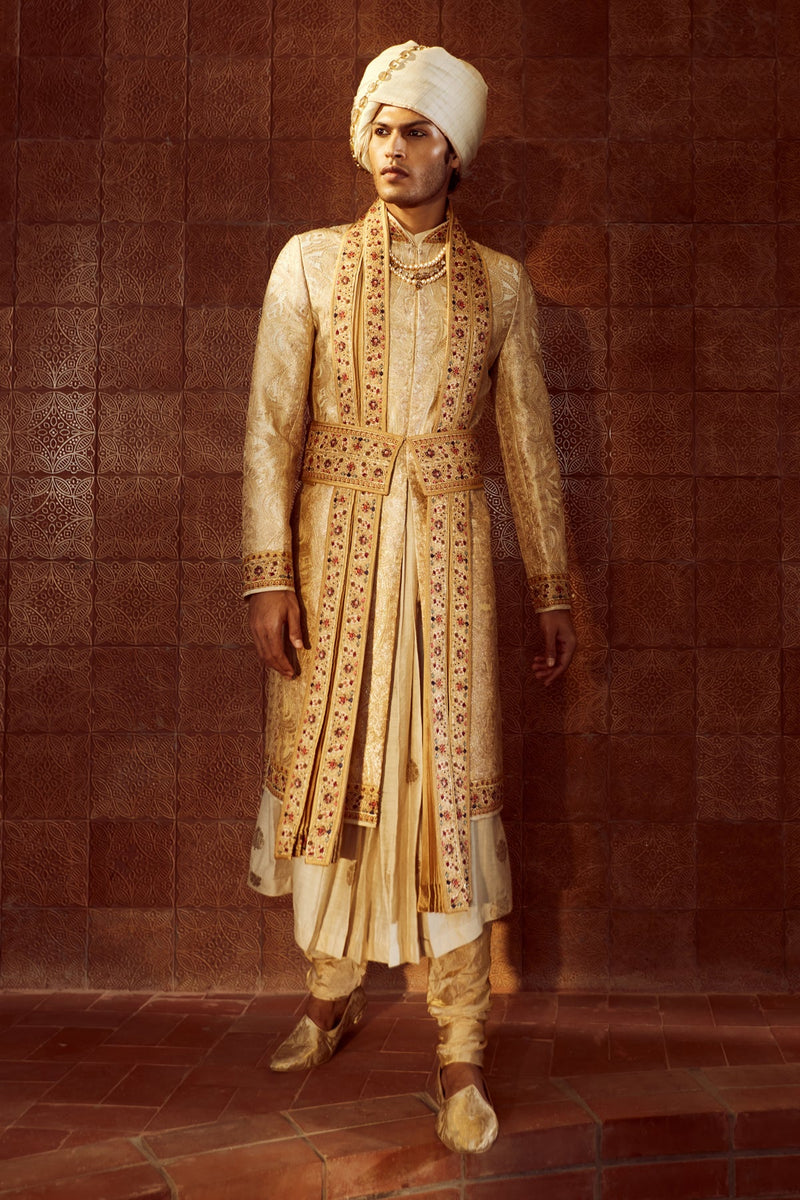 Gold Printed Sherwani