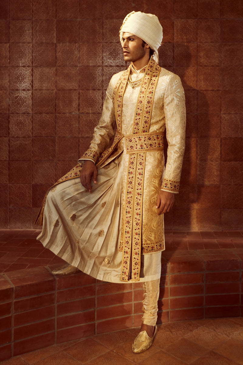 Gold Printed Sherwani