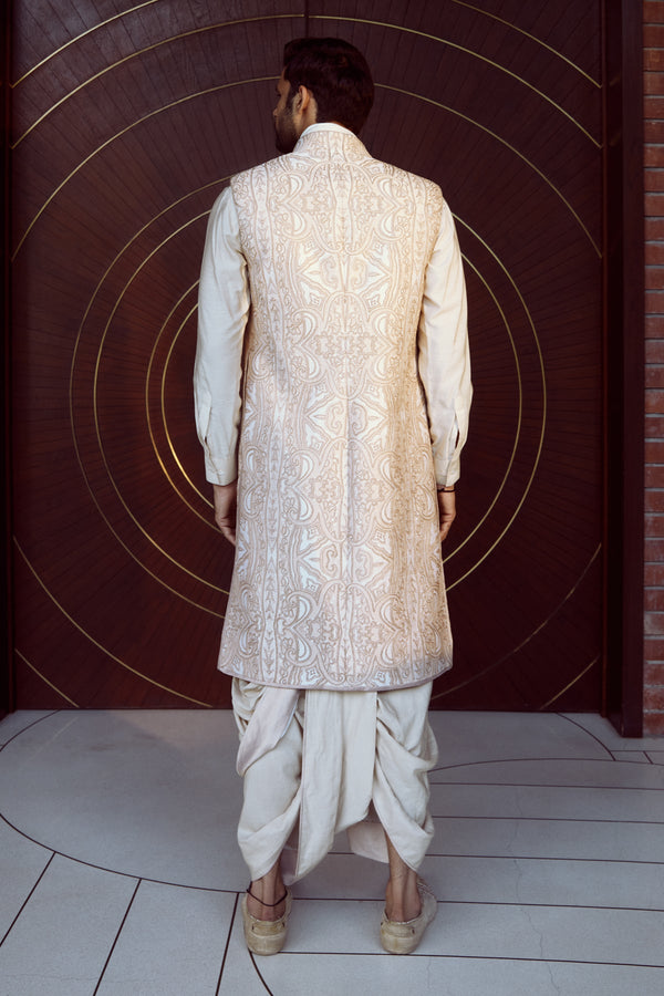 Sleeveless Sherwani In A Shade Of Gold