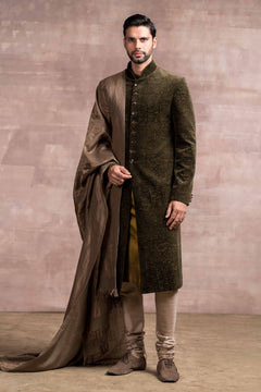 Etched Cotton Velvet Sherwani