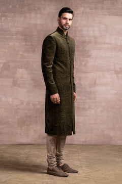 Etched Cotton Velvet Sherwani