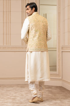 Ivory Floral-Printed Bundi