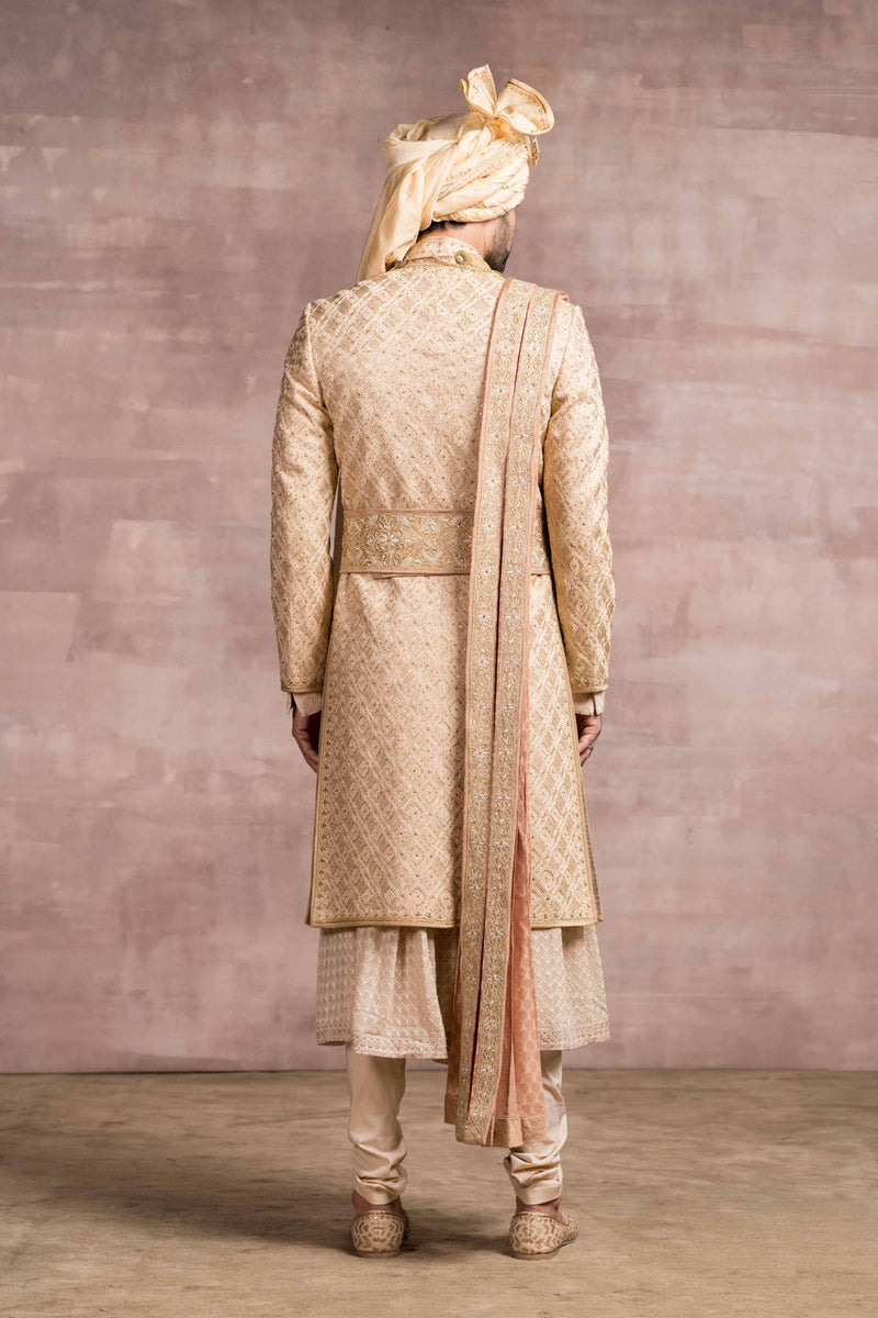 Heavy-Gorgette Aari-Embroidered Sherwani