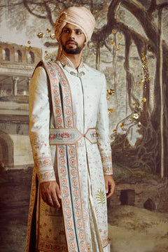 Jade-Shaded Silk Sherwani