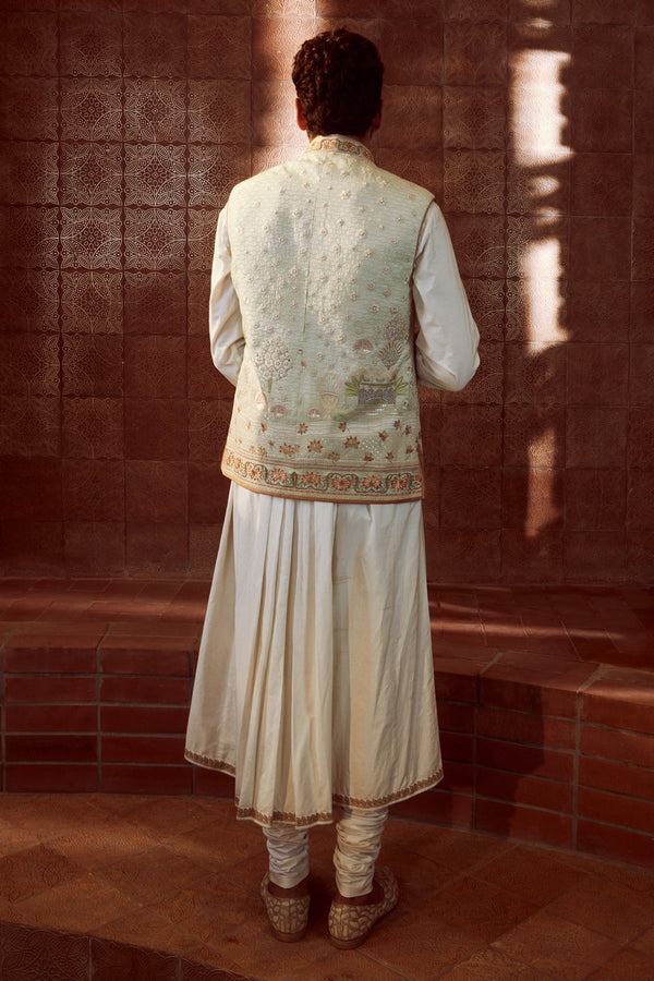 Jade-Coloured Silk Bundi