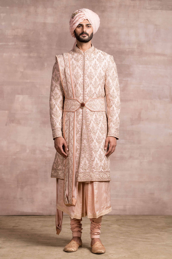 Silk Sherwani With Zardozi And Dori Work