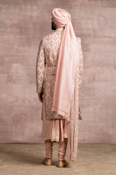 Silk Sherwani With Zardozi And Dori Work