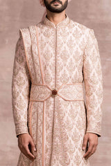 Silk Sherwani With Zardozi And Dori Work