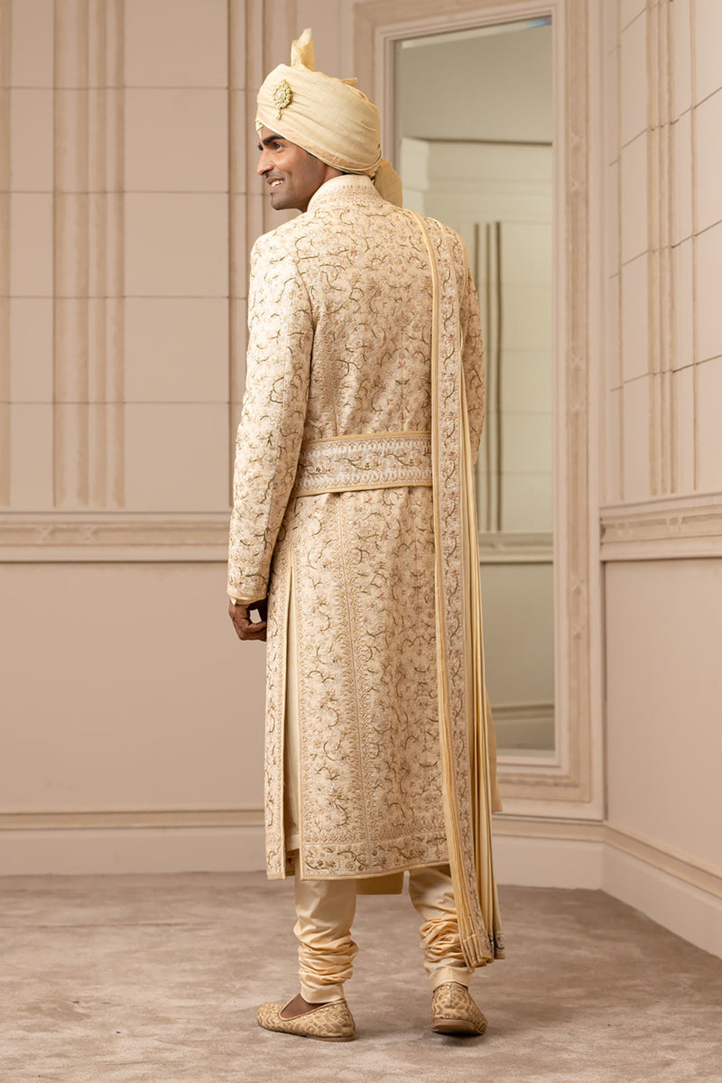 Gold Floral Embroidered Sherwani