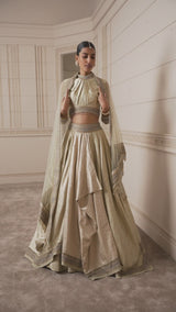 Lehenga, Blouse, Drape, And Dupatta