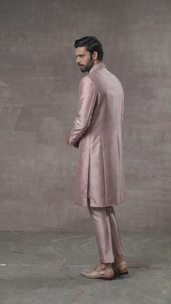 sherwani in fine mashru silk fabric